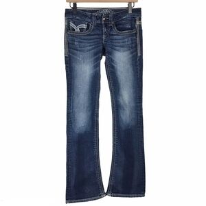 MAURICES Jeans Bootcut Embroidered Flap Pockets Western Juniors Size 1/2 Regular